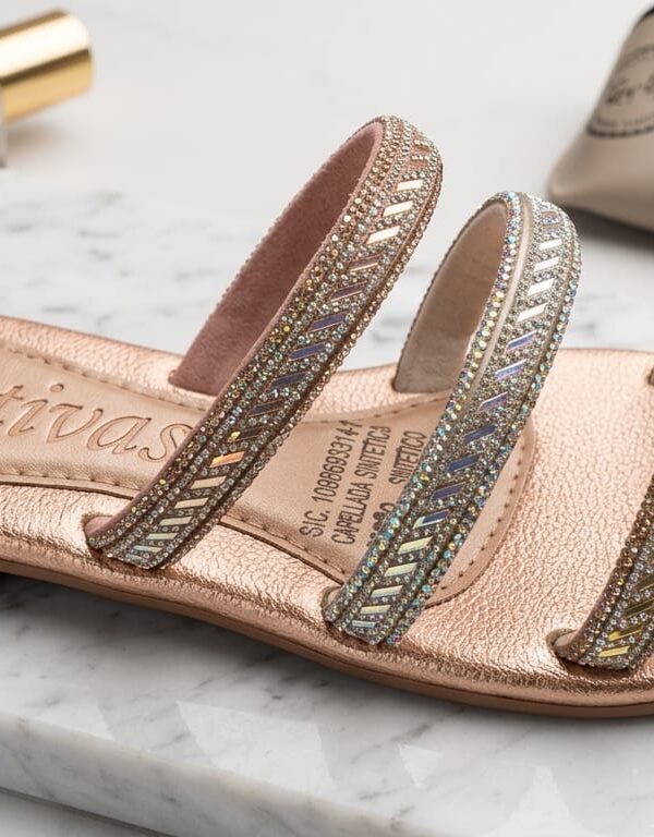 Sandalia "Aura Rosé" - Colección Sparkle Flat