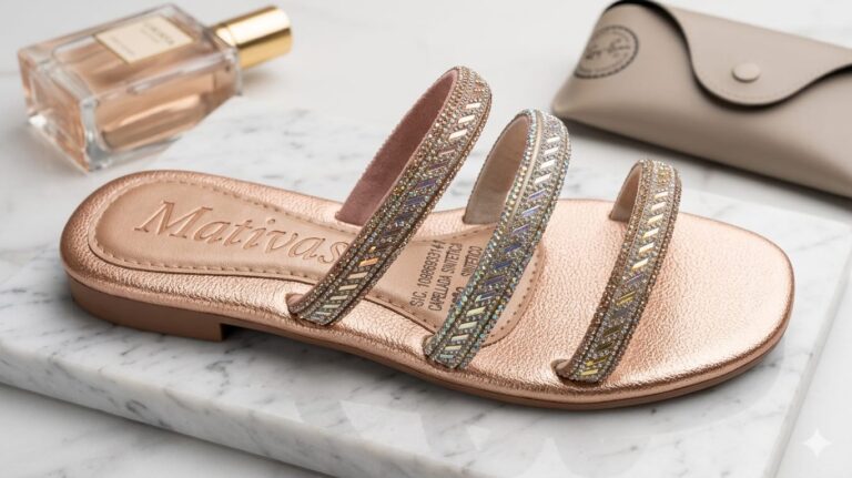 Sandalia "Aura Rosé" - Colección Sparkle Flat